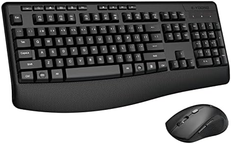 Wireless Keyboard and Mouse Combo, Full Size Ergonomic with Wrist Rest