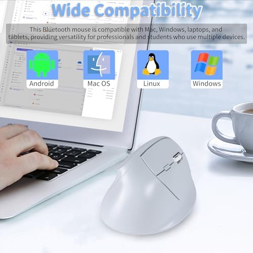 Bluetooth Wireless Vertical Mouse - Ergonomic Design, Rechargeable with Type-C, Silent Operation for Office and Home Use, Ideal for Professionals & Students (Blue)