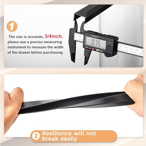 Chinco 2 Pcs PVC Drawer Hanging File Rail Black, for 3/4 Inch-wide, 16 Inch