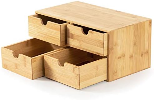 Bamboo Desk Drawer Organizer, Desktop Organizer with Drawers T(4 Drawes)