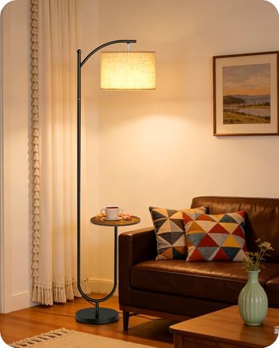 Floor Lamp with Side Table for Living Room with Tray, 9W LED Bulb