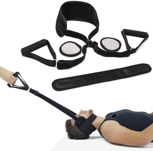 Y Neck Strap Stretcher, Cervical Traction Device for Neck Discomfort, Spine Chiropractic Decompression Traction Tool with Chin Strap, Adjustable Neck Stretcher for Home Use
