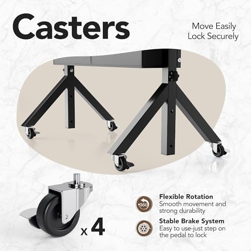 HUANUO Portable Standing Desk Adjustable Height, Mobile Stand Up Desk for Walking Pad and Treadmill, Rolling Computer Table with Wheels, 31.5"x15.75" Height 28.7"-46.1", Black