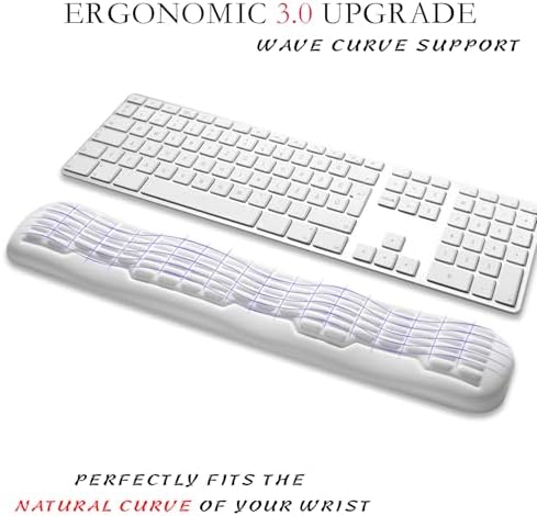 UnivoColors Memory Foam Keyboard Wrist Rest,Latest 3.0 Wave Curve Design,High-Resilience Memory Foam,Non-Slip Base Fits,Full-Sized Keyboards,Ideal for Work and Gaming(Ivory)