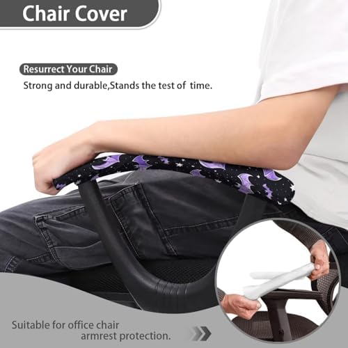 Bat Star Print Office Chair Armrest Covers, 2 Piece Chair Arms Protector for Computer Chair, Comfy Stretch Armrest Covers, Skin Friendly Office Chair Armrest Slipcovers