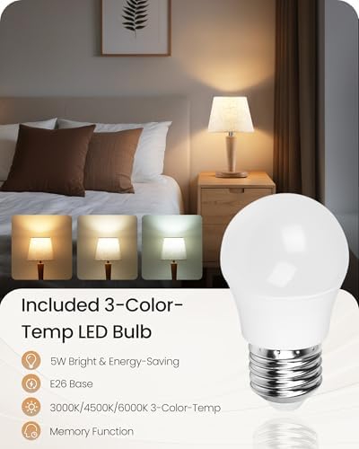 12" Wood Bedside Table Lamps Set of 2, Small Desk Lamps for Small Places, 3 Color Temperatures with Memory, Beige Linen Shade & E26 Bulbs, for Bedroom Living Room Office ME13TLP205