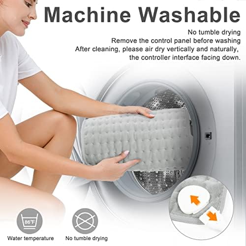 Heating Pad Electric Heat Pad, Hot Heated Pad,Multiple Temp and Timer Settings,Suitable for Shoulders, Neck, arms, Abdomen, Back, Legs, etc. (Silver Gray, 24"X12")