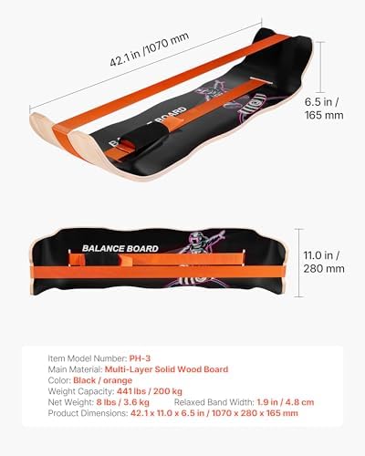 VEVOR Balance Board, Wobble Board Trainer for Adults, Premium Wooden Curved Balance Training Equipment, Compact & Lightweight for Core Workouts, Standing Desk Exercise, Home Gym, Yoga & More