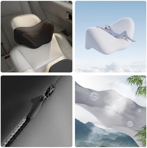 BEBAS Ergonomic Car Headrest Pillow, Memory Foam Neck Support, Black