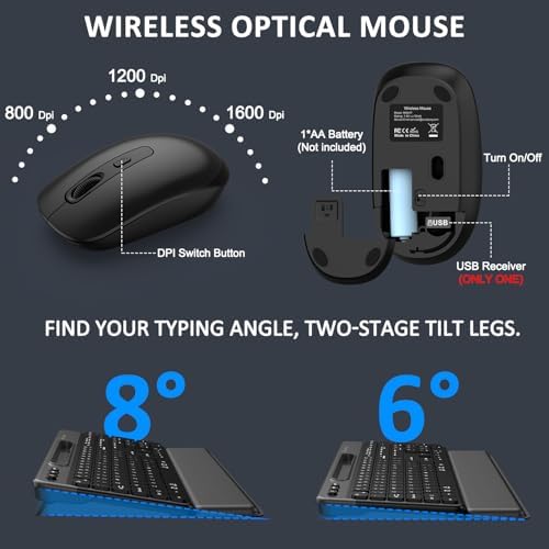 Wireless Keyboard and Mouse Combo,Soft Wrist Rest,Phone Holder(Black)