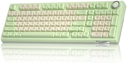 SOLAKAKA KI99 Pro Wireless Mechanical Keyboard Quiet Switch,Hot Swappable Pre-Lubed Switches Silent Keyboard with RGB Backlit,Gasket Structure Computer Gaming Keyboards(GreenWhite, Silent Switch)