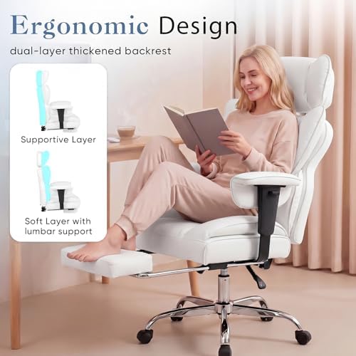 DUMOS Big and Tall Home Office Desk Chair, Executive Chair with Footrest