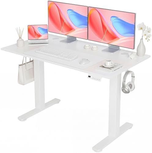 YDN Electric Standing Desk, 48x24 Inch, White