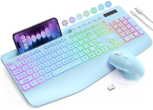 SABLUTE Wireless Keyboard and Mouse Combo, 9 Backlit Effects, RGB, 2.4GHz