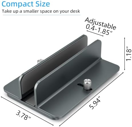 Aluminum Vertical Laptop Stand Holder, Adjustable Dock for MacBook