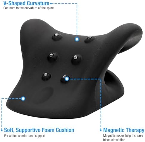 HealthSmart Neck & Shoulder Traction Device, Neck & Shoulder Relaxer, Magnetic Therapy, Cervical Spine Alignment and TMJ Relief, Neck Pain Relief, Black (Pack of 2)