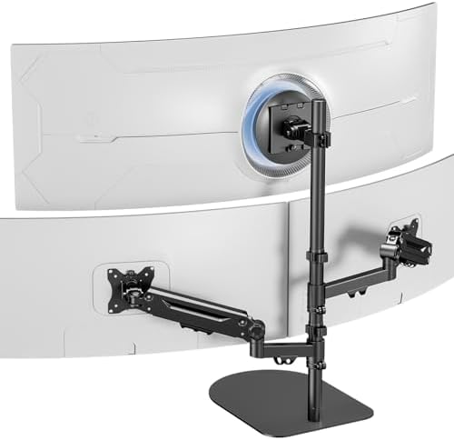 PUTORSEN Freestanding Triple Monitor Stand, Up to 49", Holds 44 lbs