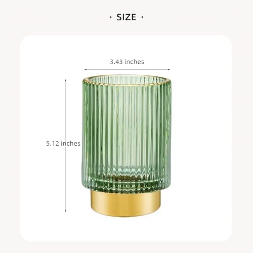 Makeup Brush Holder Organizer,Toothbrush Holders,Desk Pen Pencil Holder,Multifunctional Vintage Glass Brush Cup（L/Green/A3-6-US）