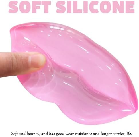 Gel Wrist Rest for Keyboard and Mouse Transparent Pink Lip Elbow Pad Cushion Ergonomic Cute Clear Cool Mouse Wrist Pad Silicone Non-Slip Support for Computer Gaming Home Office Women Girl Hand Pillow