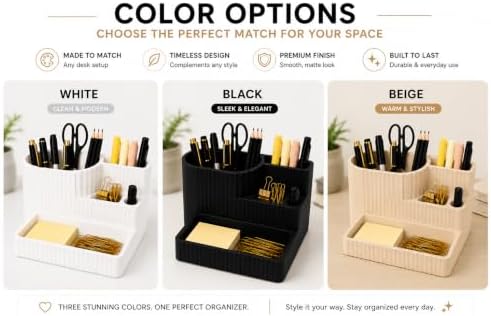Desk Organizer with Multiple Compartments, Desktop Organizer for Office Supplies, Pens, Pencils, Markers, Scissors, Sticky Notes & Paper Clips, Modern Desk Storage for Home Office, School & Dorm