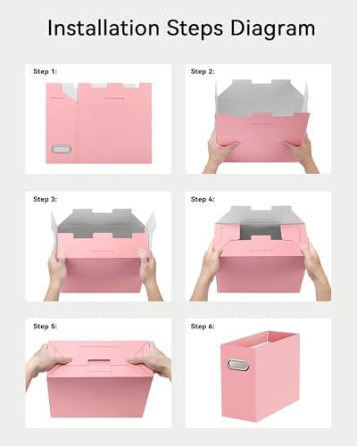 Oterri Portable Collapsible Cardboard File Box with Handle for Letter-Size