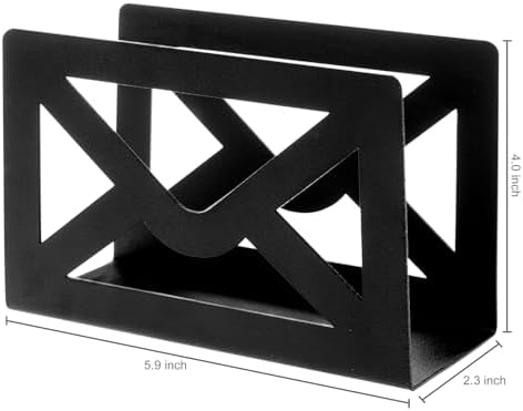 MyGift Black Metal Desktop Mail Organizer Letter Holder Envelope Design