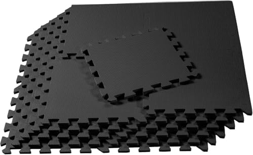 We Sell Mats Interlocking Foam Floor Tiles - 3/8" Thick Black 18-Pack
