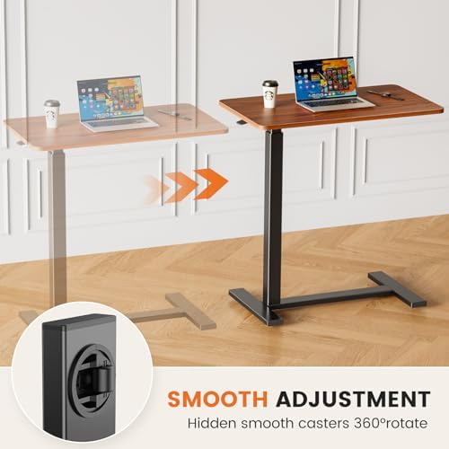 Sweetcrispy Overbed Table, Adjustable Rolling Desk, Mobile Standing Desk