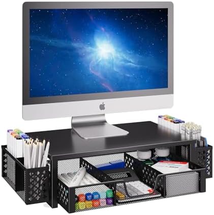 Simple Trending Monitor Stand Riser, Desk Organizer and Accessories, Black