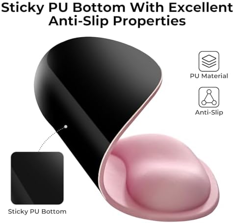 EooCoo Pink Mouse Pad with Gel Wrist Rest, Ergonomic Cute Mousepad