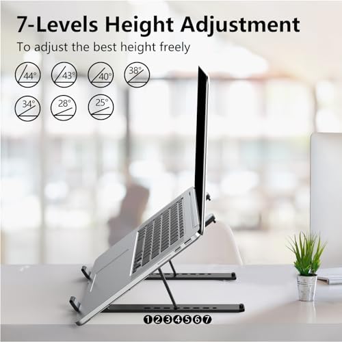 Tonmom Laptop Stand for Desk, Adjustable Laptop Riser, Black