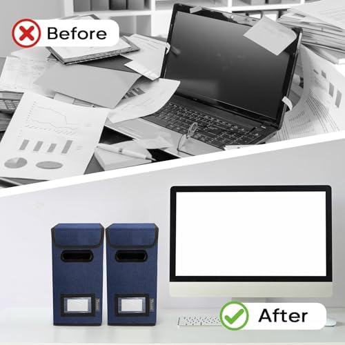 BALEINE File Organizer Box with Lid, Collapsible Hanging File Storage Box
