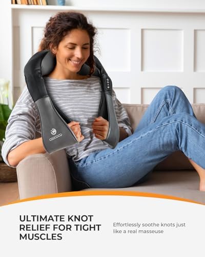CooCoCo Corded Neck Massager - Back Massager for Pain Relief Deep Tissue, Shoulder Massager with Heat, Kneading Massager, Massager Gifts for Mom Dad
