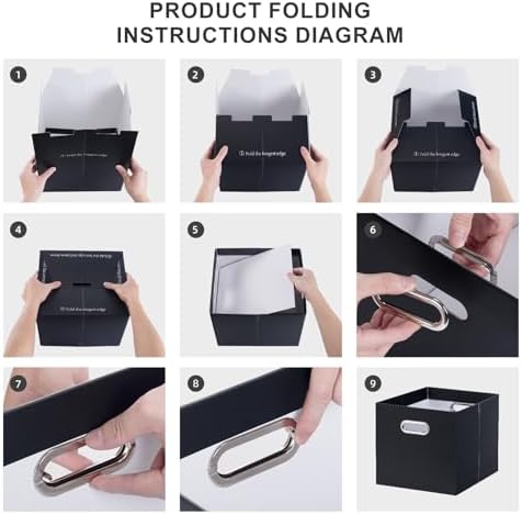 Oterri Portable Collapsible Cardboard File Box with Handle for Letter-Size