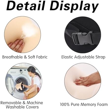 Make Restful Car Headrest Pillow, Car Pillow with Adjustable Strap, Beige