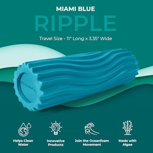 Oceanfoam Ripple Roller Small Foam Roller for Physical Therapy (Miami Blue)