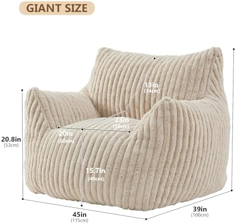 Achicsofar Bean Bag Chair for Adults Teens, Giant Faux Fur Beanbag Armchair