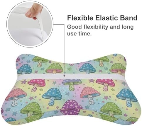 2 Pcs Car Neck Pillow Mushroom Breathable Removable Cover Headrest for Driving Office Rest