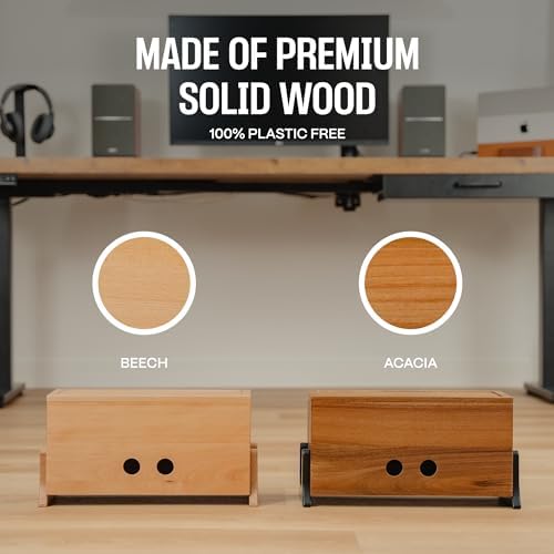 COREMINDED Extra Large Cable Management Box, Wood Cord Hider Box & Organizer for Power Strip, TV Wires & Desk Cable Storage