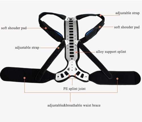 Spine Back Support Brace Posture Correctors For Men Women Teenager Adjustable Metal Straps Shoulder Neck Clavicle Lumbar Support Straightener(Small)