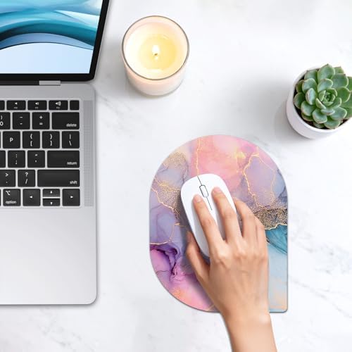 Contoured Oval Mouse Pad 6x8in Non-Slip for Laptop,Dream Marble