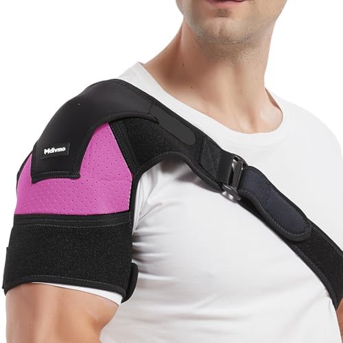 Shoulder Brace for Torn Rotator Cuff, Shoulder Support Immobilizer for Men and Women, Adjustable Compression Sleeve for Pain Relief, Dislocated AC Joint, Injury Recovery, Left or Right (Pink L-XL)