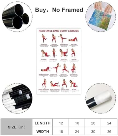 Resistance Band Glute Leg Workout Lower Body Loop Band Exercises for Women Beginner Home Workout Chart Fitness Canvas Poster Wall Art for Living Room Bedroom Decor Unframe 12x18inch
