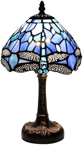Tiffany Lamp Sea Blue Dragonfly Stained Glass Bedside Small Table Lamp