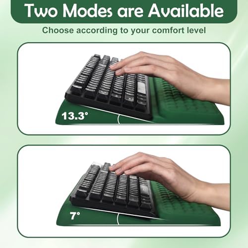 Photect Keyboard Stand with Wrist Rest Ergonomic Green Mouse Pad and Keyboard Riser Holder Lifter Tray with Carpal Tunnel Pain Relief Massage Bumps for Office Accessories Computer Typing