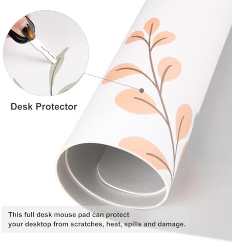 Faux Leather Large Mouse Pad, Office Desk Mat, 31.5"x15.7", Green Pink