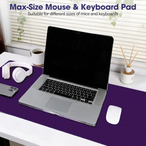 31.5" x 15.7" Waterproof Fabric Large Mousepad,Rubber Anti-Slip Base,Purple