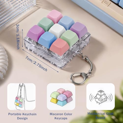 Keyboard Fidget Toy, Creamy Fidget Clicker Keyboard Fidget Keychain, Button Fidget Gifts for Adults, Boost Focus & Ease Anxiety Anywhere — Perfect Stress-Relief Gift (3×3 Grid Layout B)