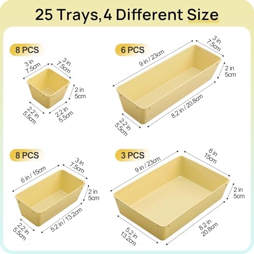 Vtopmart 25 Pack Plastic Drawer Organizers with Non-slip Rubber Pads