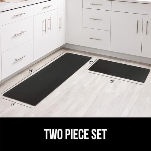 GORILLA GRIP Cushioned Kitchen Mats for Floor, 2 PK, 17x29+17x59, Black
